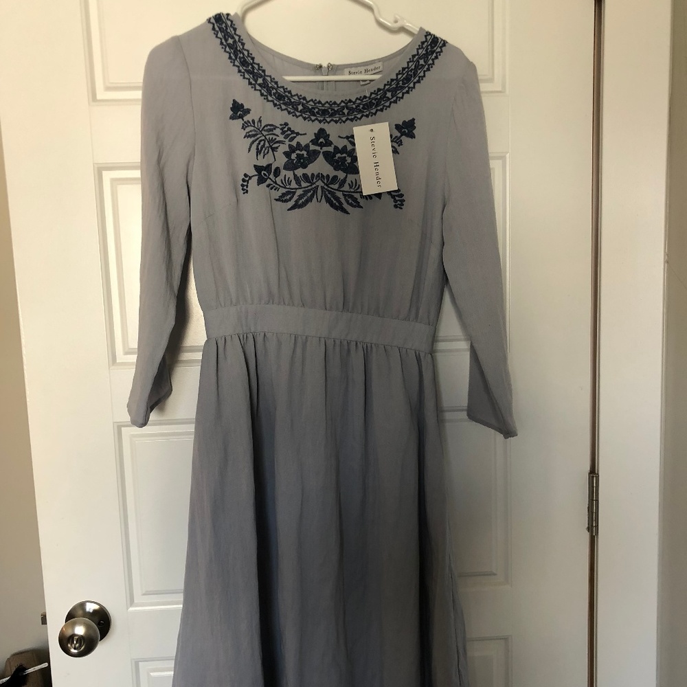 Shop Stevie Midi Embroidered Dress